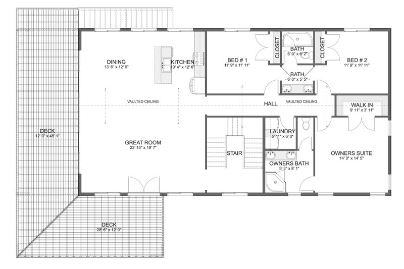 House Blueprint - Floor Plan - Upper Floor for Barndominium House Plan #1060-377 - 3 bed, 3 bath