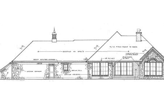 Exterior - Rear Elevation for European House Plan #310-646 - 2 bed, 2.5 bath