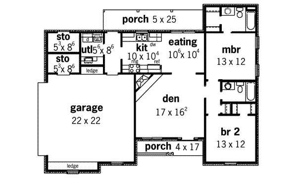 Southern Floor Plan - Main Floor Plan #16-260