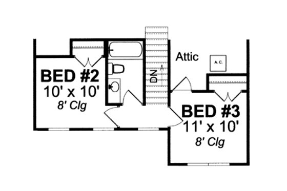 Floor Plan - Upper Floor for Country House Plan #513-2056 - 3 bed, 2 bath