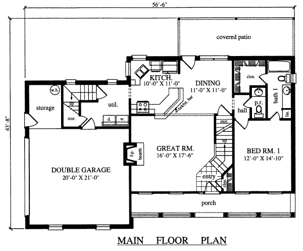 House Design - Country Floor Plan - Main Floor Plan #42-344