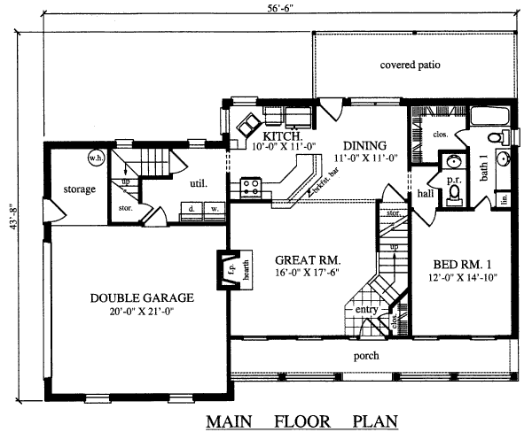 Home Plan - Country Floor Plan - Main Floor Plan #42-344