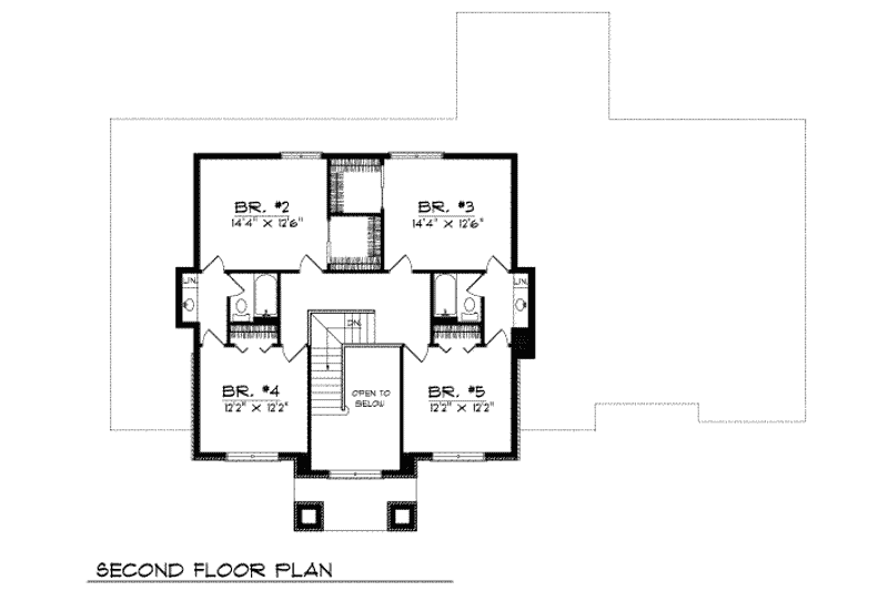 Dream House Plan - Floor Plan - Upper Floor for European House Plan #70-509 - 5 bed, 3.5 bath