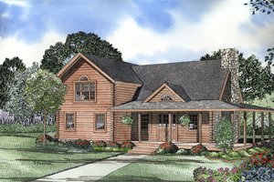 Log Exterior - Front Elevation Plan #17-474