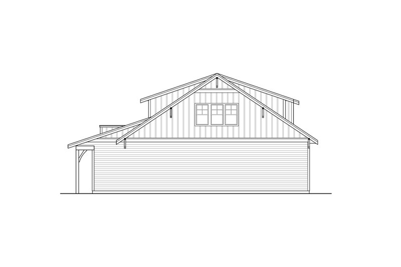 House Blueprint - Exterior - Rear Elevation for Craftsman House Plan #124-1250 - 1 bed, 1.5 bath