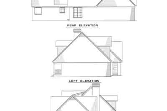 Exterior - Rear Elevation for Traditional House Plan #17-142 - 3 bed, 2 bath