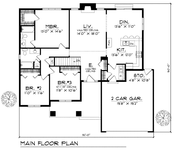 Traditional Floor Plan - Main Floor Plan #70-142