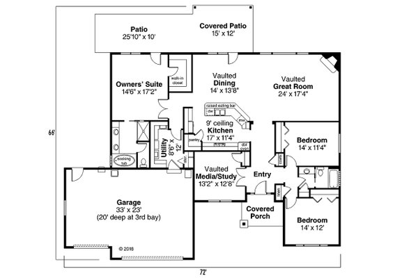 Architectural House Design - Craftsman Floor Plan - Main Floor Plan #124-842