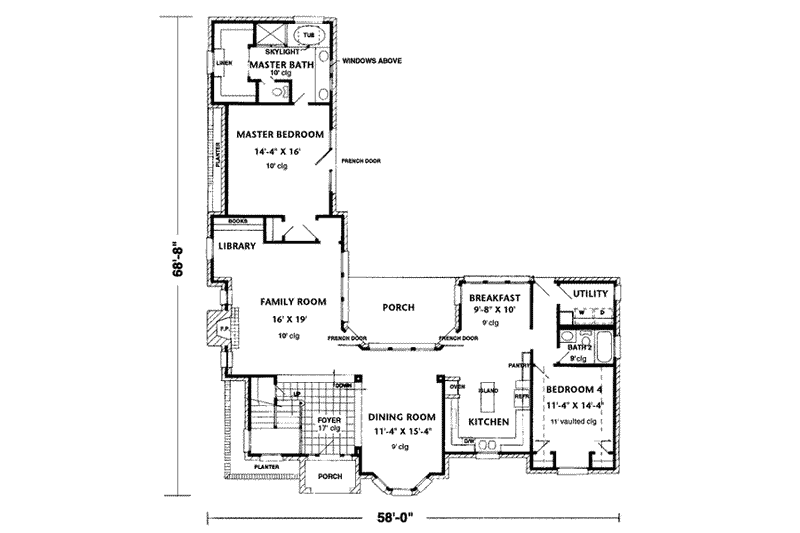 Home Plan - Floor Plan - Main Floor for European House Plan #410-413 - 4 bed, 3.5 bath