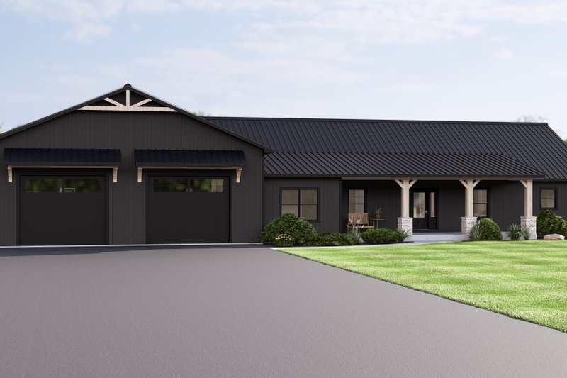 House Blueprint - Barndominium Exterior - Front Elevation Plan #1064-420