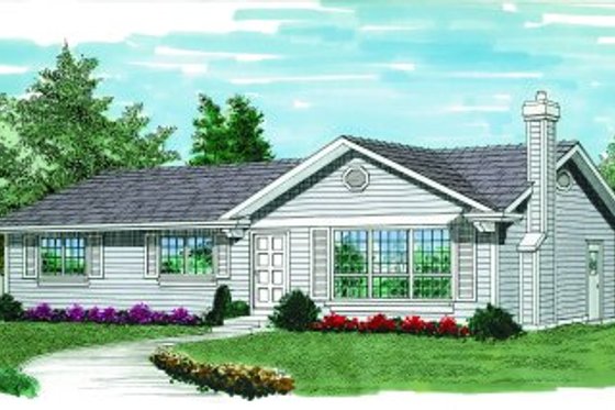 Exterior - Front Elevation for Ranch House Plan #47-230 - 3 bed, 2 bath