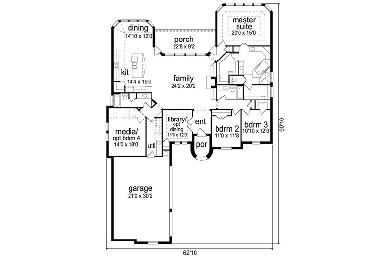 Dream House Plan - Floor Plan - Main Floor for European House Plan #84-562 - 3 bed, 3 bath