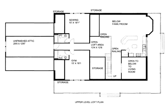 Floor Plan - Upper Floor for Bungalow House Plan #117-636 - 3 bed, 4 bath