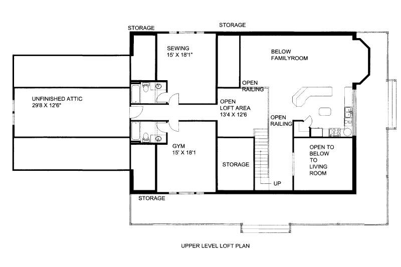 Architectural House Design - Floor Plan - Upper Floor for Bungalow House Plan #117-636 - 3 bed, 4 bath