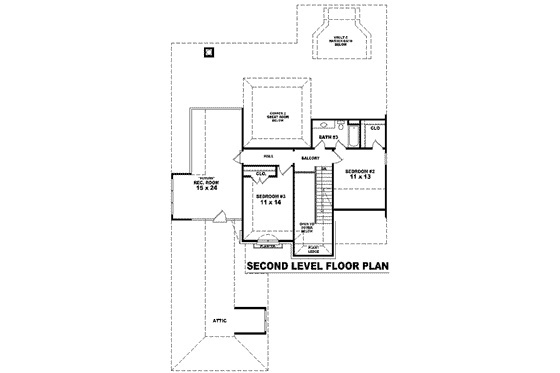 Floor Plan - Upper Floor for European House Plan #81-1573 - 3 bed, 3.5 bath