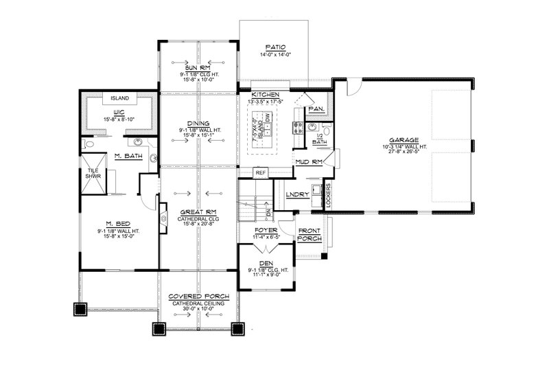 House Blueprint - Floor Plan - Main Floor for Country House Plan #1064-363 - 1 bed, 1.5 bath