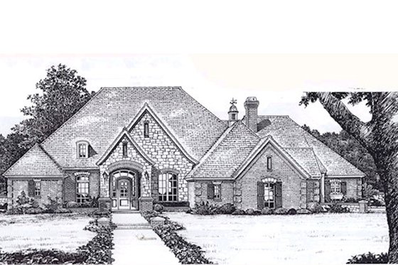 Exterior - Front Elevation for European House Plan #310-941 - 4 bed, 3.5 bath