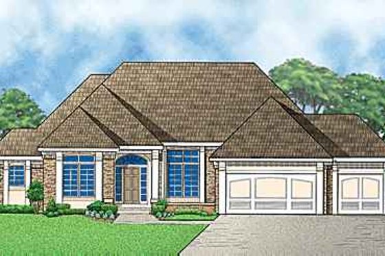 Exterior - Front Elevation for European House Plan #67-339 - 4 bed, 3 bath