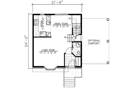 Floor Plan - Main Floor for Cottage House Plan #138-186 - 3 bed, 1.5 bath