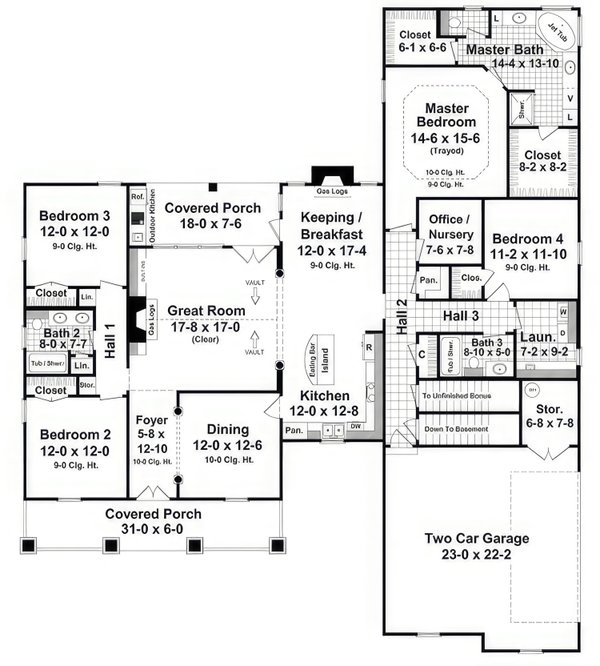 House Blueprint - Country Floor Plan - Main Floor Plan #21-563