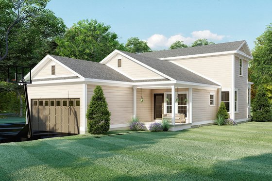 Exterior - Rear Elevation for Farmhouse House Plan #923-158 - 3 bed, 2 bath