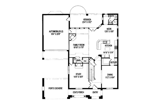 Floor Plan - Main Floor for European House Plan #141-316 - 4 bed, 4 bath