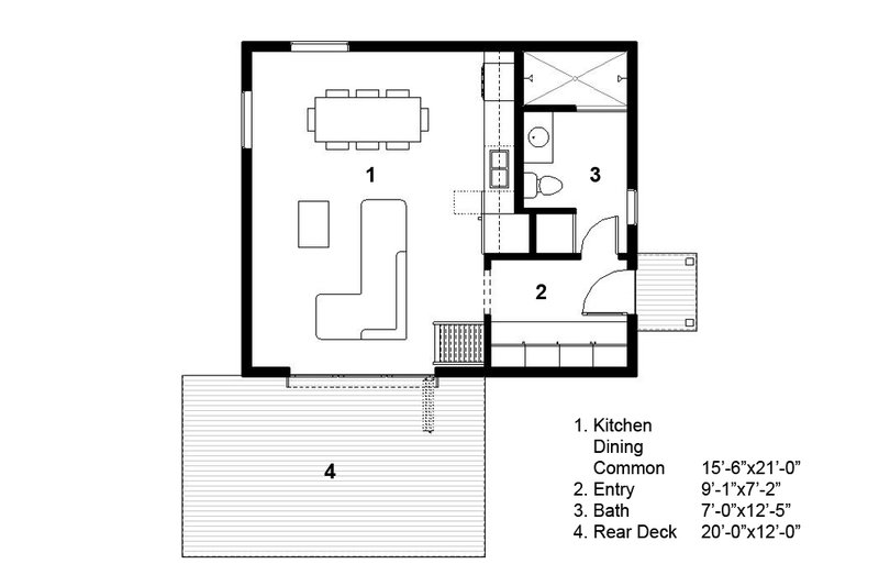 Architectural House Design - Floor Plan - Main Floor for Cottage House Plan #497-62 - 1 bed, 1 bath