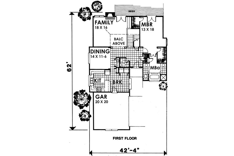 House Blueprint - Floor Plan - Main Floor for Traditional House Plan #30-203 - 3 bed, 2.5 bath