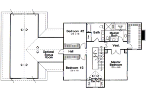 Floor Plan - Upper Floor for Colonial House Plan #312-832 - 3 bed, 2.5 bath