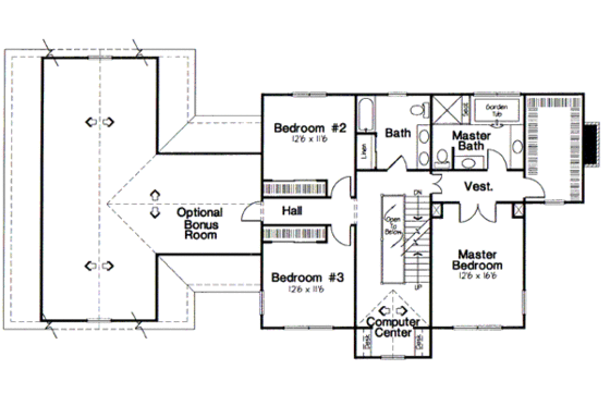 Floor Plan - Upper Floor for Colonial House Plan #312-832 - 3 bed, 2.5 bath