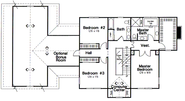 Colonial Floor Plan - Upper Floor Plan #312-832