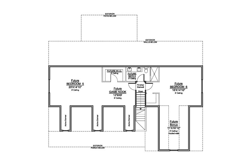 House Design - Floor Plan - Upper Floor for Farmhouse House Plan #1073-45 - 3 bed, 2 bath