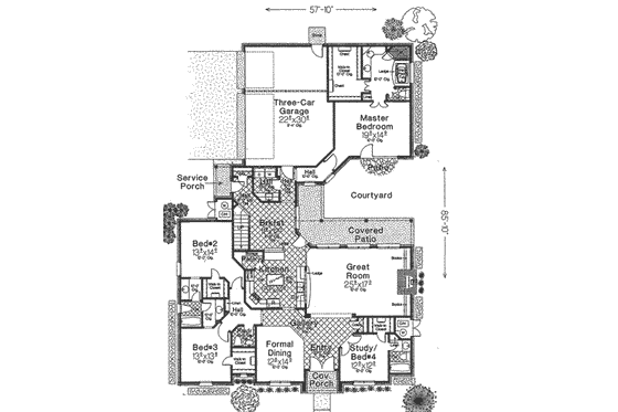 Floor Plan - Main Floor for European House Plan #310-632 - 4 bed, 3.5 bath