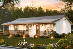 Exterior - Front Elevation 4 for Ranch House Plan #54-610 - 3 bed, 2 bath