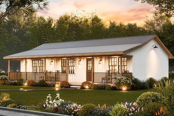 Exterior - Front Elevation 4 for Ranch House Plan #54-610 - 3 bed, 2 bath