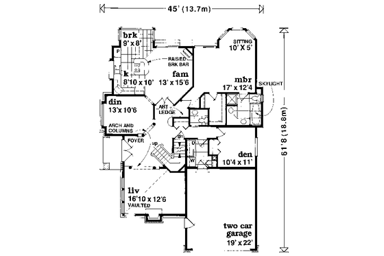 Floor Plan - Main Floor for Traditional House Plan #47-598 - 3 bed, 2.5 bath