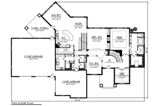 Floor Plan - Main Floor for Traditional House Plan #70-1296 - 4 bed, 3.5 bath