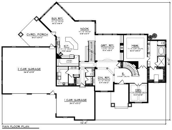 Architectural House Design - Traditional Floor Plan - Main Floor Plan #70-1296