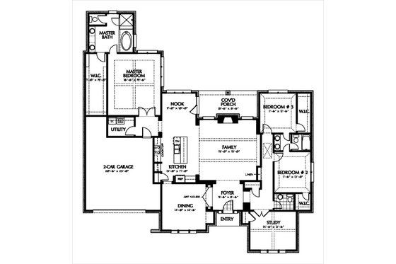 Floor Plan - Main Floor for European House Plan #449-6 - 3 bed, 2.5 bath