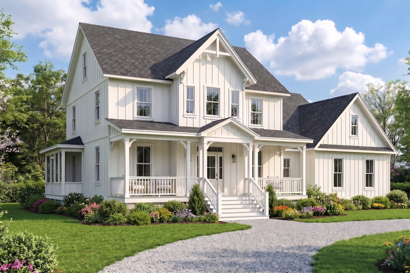 Architectural House Design - Exterior - Front Elevation 2 for Farmhouse House Plan #923-516 - 3 bed, 3 bath