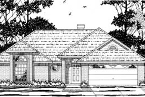 Exterior - Front Elevation for Traditional House Plan #42-184 - 3 bed, 2 bath