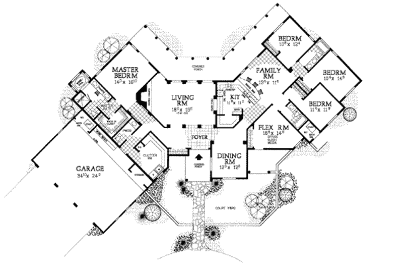 Dream House Plan - Floor Plan - Main Floor for Mediterranean House Plan #72-171 - 4 bed, 3.5 bath