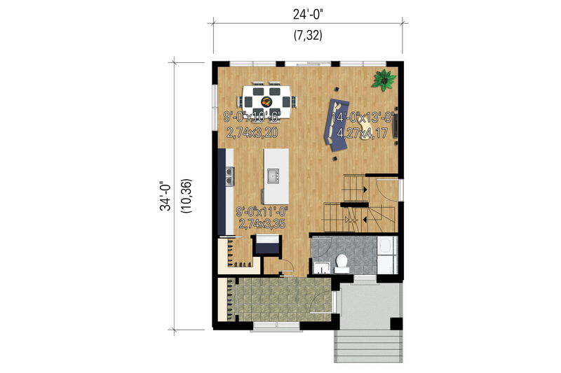 Dream House Plan - Floor Plan - Main Floor 1 for Contemporary House Plan #25-4429 - 3 bed, 1 bath
