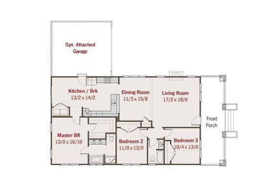 Floor Plan - Main Floor for Craftsman House Plan #461-26 - 3 bed, 2 bath