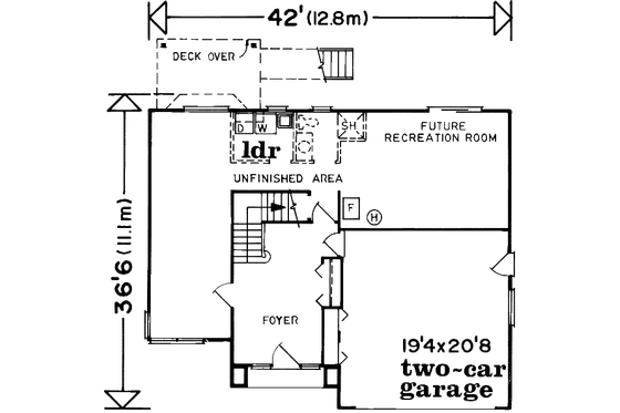 Floor Plan - Main Floor for European House Plan #47-581 - 3 bed, 2 bath