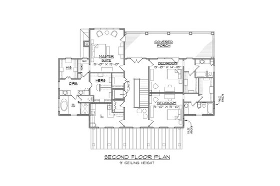 Floor Plan - Upper Floor for Beach House Plan #1054-84 - 4 bed, 4.5 bath