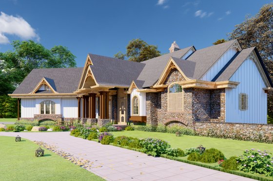 Exterior - Front Elevation 4 for Craftsman House Plan #54-415 - 3 bed, 2 bath