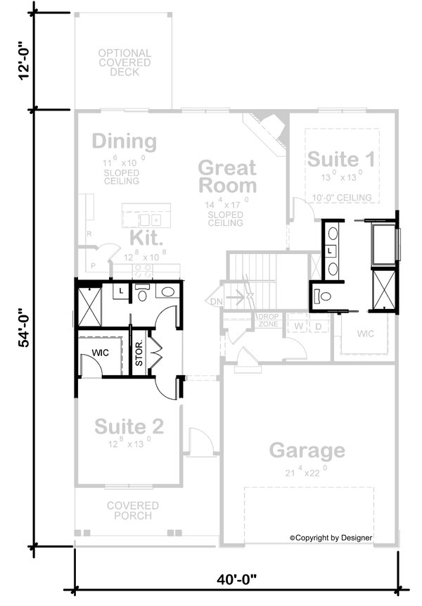 Architectural House Design - Floor Plan - Other Floor for Farmhouse House Plan #20-2617 - 2 bed, 2.5 bath