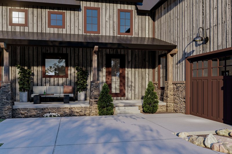 House Design - Exterior - Covered Porch for Barndominium House Plan #455-249 - 4 bed, 3.5 bath
