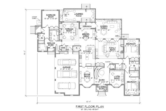 Floor Plan - Main Floor 3 for Traditional House Plan #1054-22 - 6 bed, 6.5 bath